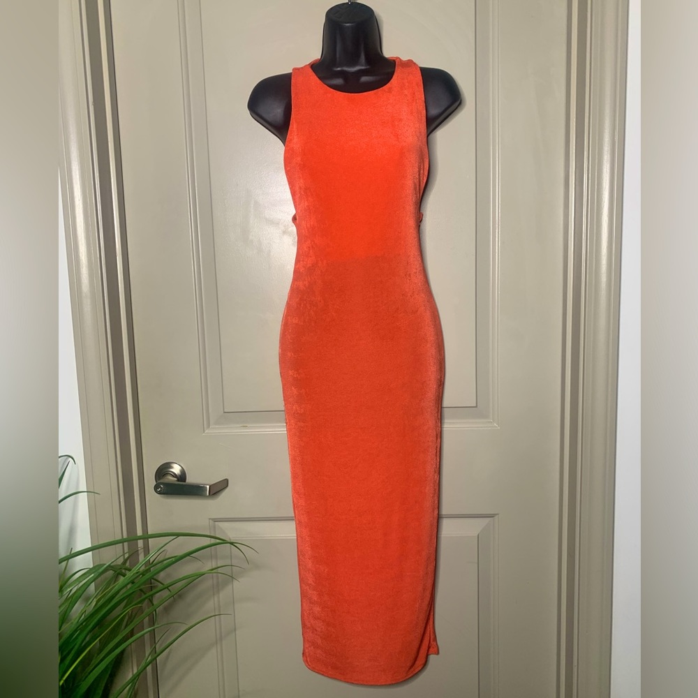 Orange Velour Maxi Dress